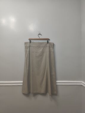 Zoe. B Classic Beige A-Line Women's Skirt Linen Cotton Blend 14W Career Office